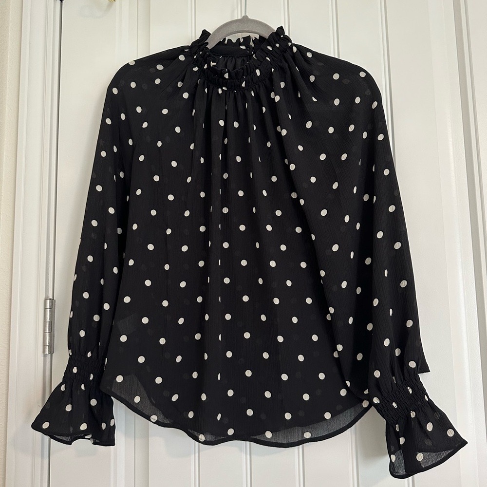 Loft Dotted Bell Cuffed Blouse